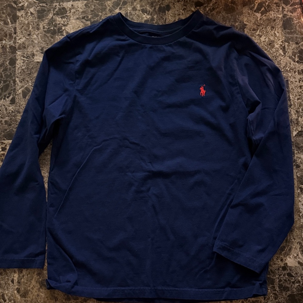 Polo Ralph Lauren Kids Long Sleeve Shirt - Navy with Red Logo
